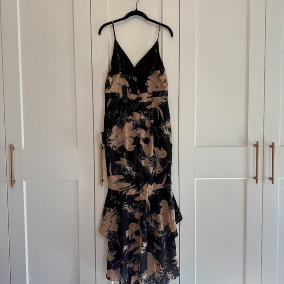 Lulus “Darling Daylily” Black Floral Print High-Low Maxi Dress • NWT - Picture 3 of 3